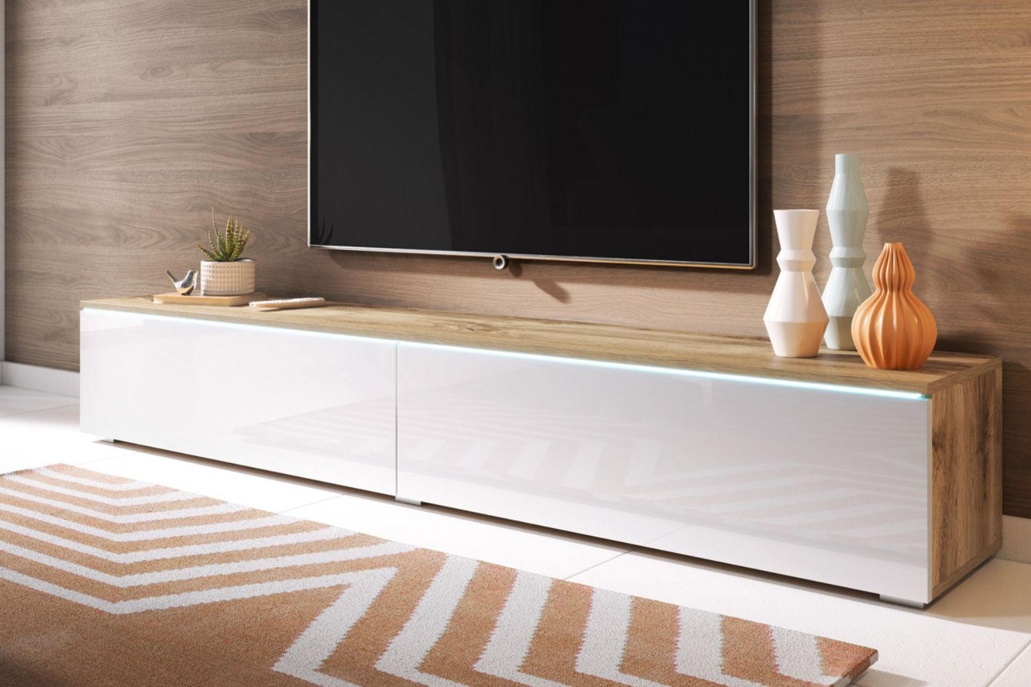 TV-SCHRANK Kane Wotan Eiche / Weiß 180 cm - Eiche Wotan, Holzwerkstoff (180/30/33cm) - Selsey