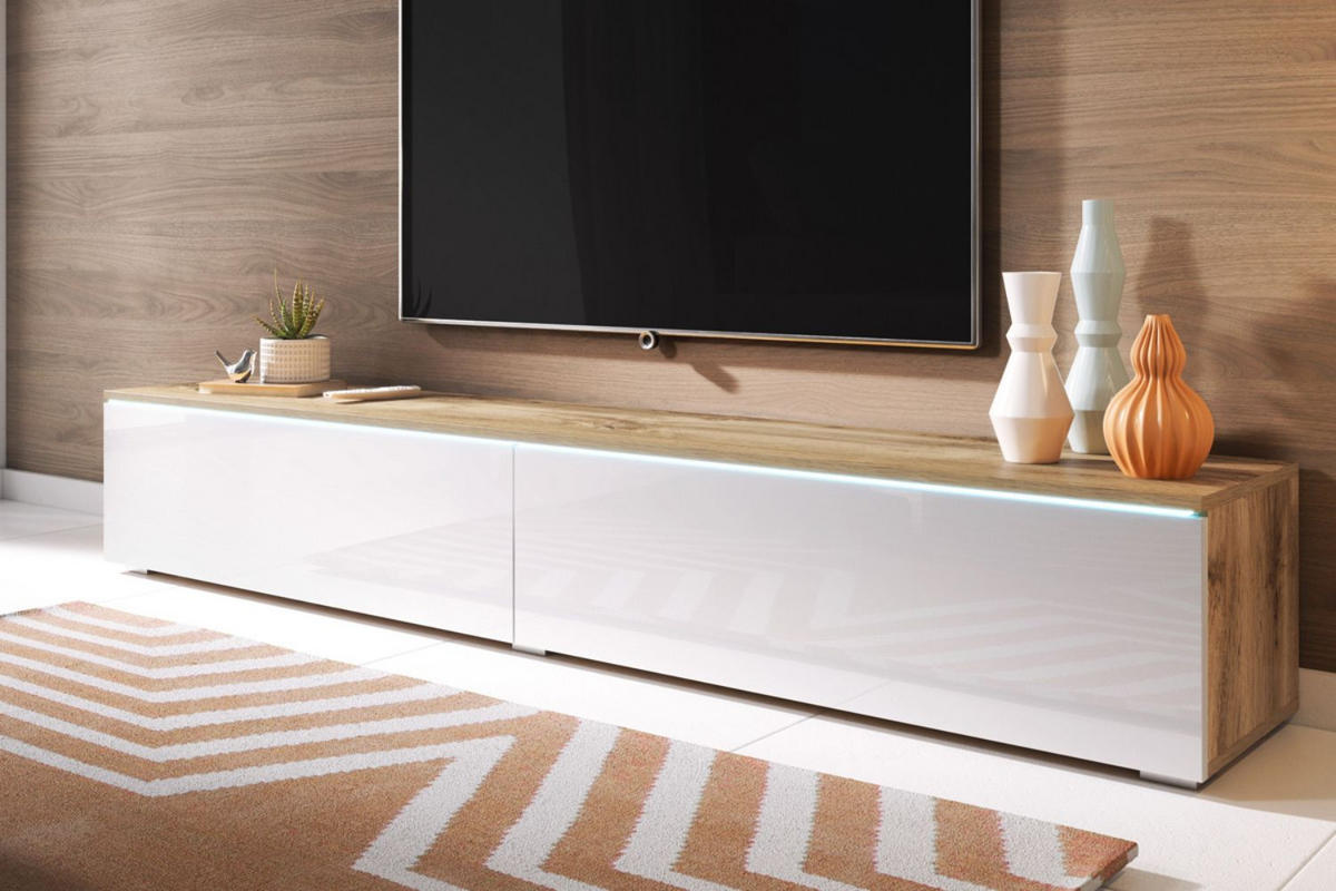 TV-SCHRANK Kane Wotan Eiche / Weiß 180 cm - Eiche Wotan, Holzwerkstoff (180/30/33cm) - Selsey