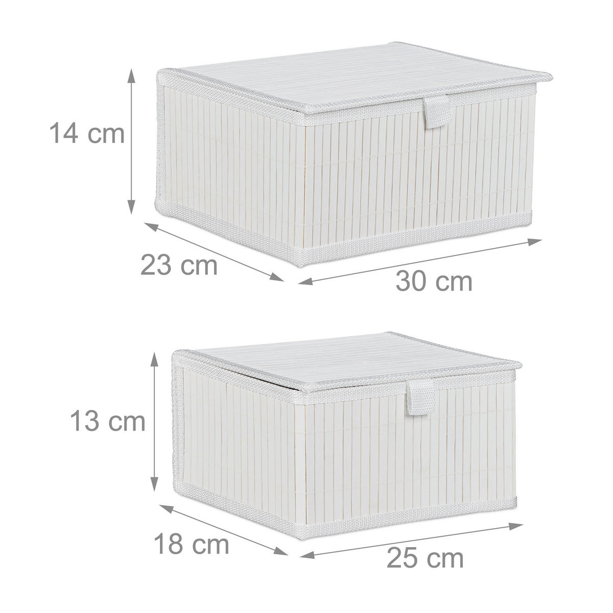 2-TLG.AUFBEWAHRUNGSKORB-SET - Weiß, Holz/Textil (30/14/23cm) - Relaxdays