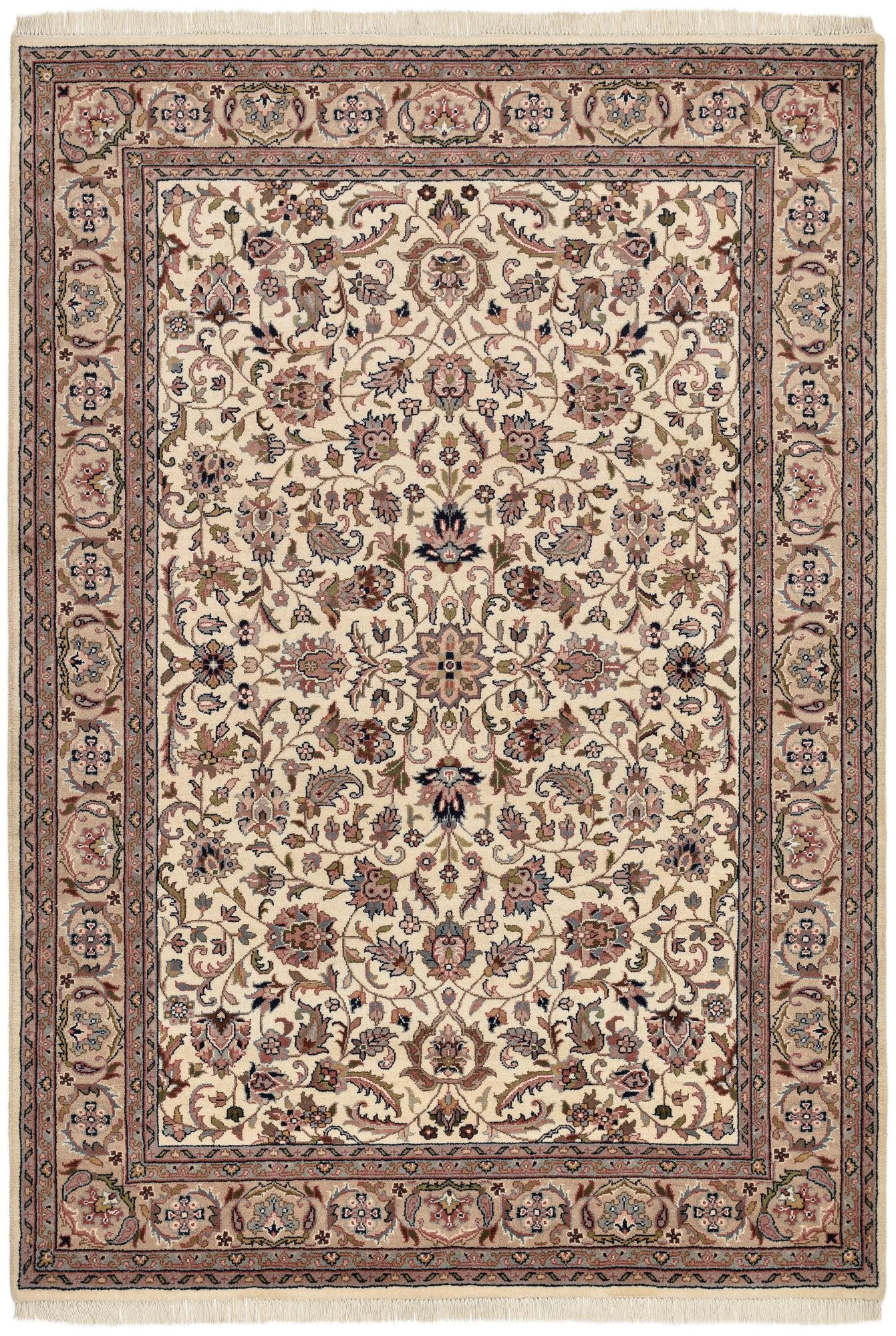 ORIENTTEPPICH Indo Isfahan, klassisch, strapazierfähig 40x60 cm - Creme, Textil (40/60cm) - Rug and Roll