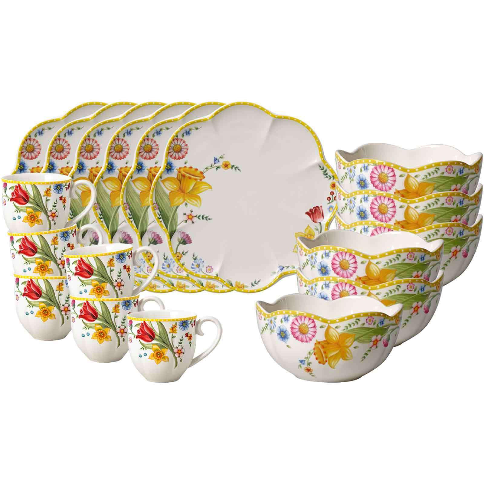 FRÜHSTÜCKS-SET Spring Awakening bunt 18er Set - Multicolor, Keramik (1/1/1cm) - Villeroy & Boch