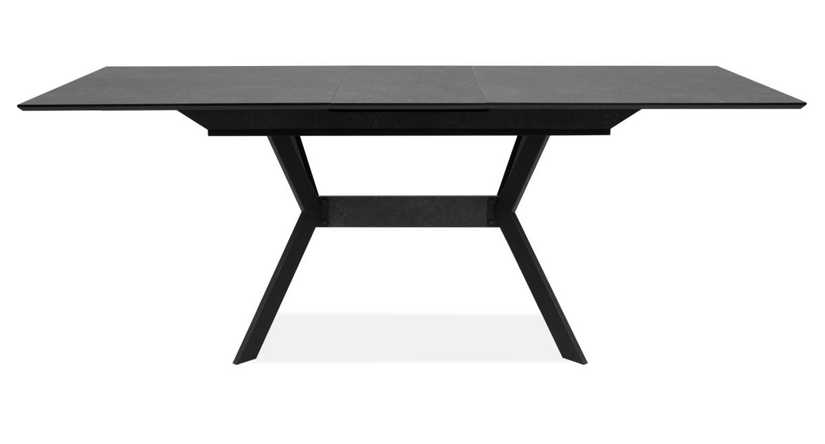 ESSTISCH Stein grau dunkel, Küchentisch ausziehbar 160 - 200 x 90 cm - Dunkelgrau/Schwarz, Holzwerkstoff/Metall (160/90/76cm) - Furn.Design