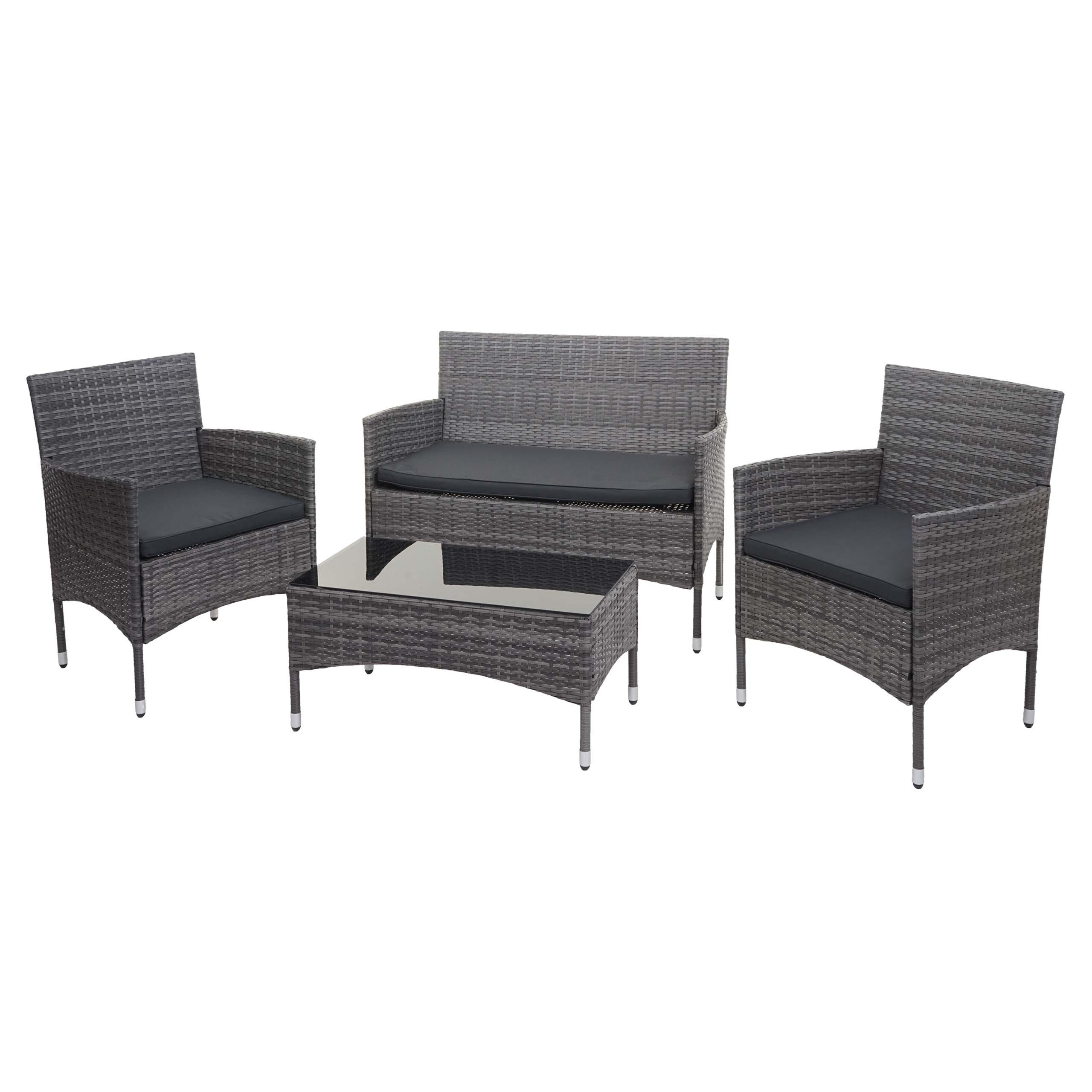 POLY-RATTAN GARNITUR Grau, Anthrazit - Anthrazit/Grau, Kunststoff - MCW