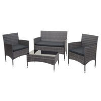 POLY-RATTAN GARNITUR Grau, Anthrazit - Anthrazit/Grau, Kunststoff - MCW