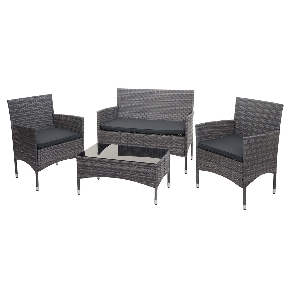 POLY-RATTAN GARNITUR Grau, Anthrazit - Anthrazit/Grau, Kunststoff - MCW