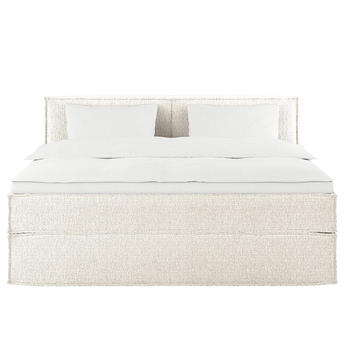 BOXSPRINGBETT mit Kopfteil - Premium - Weiß, Textil (200/200cm) - home24