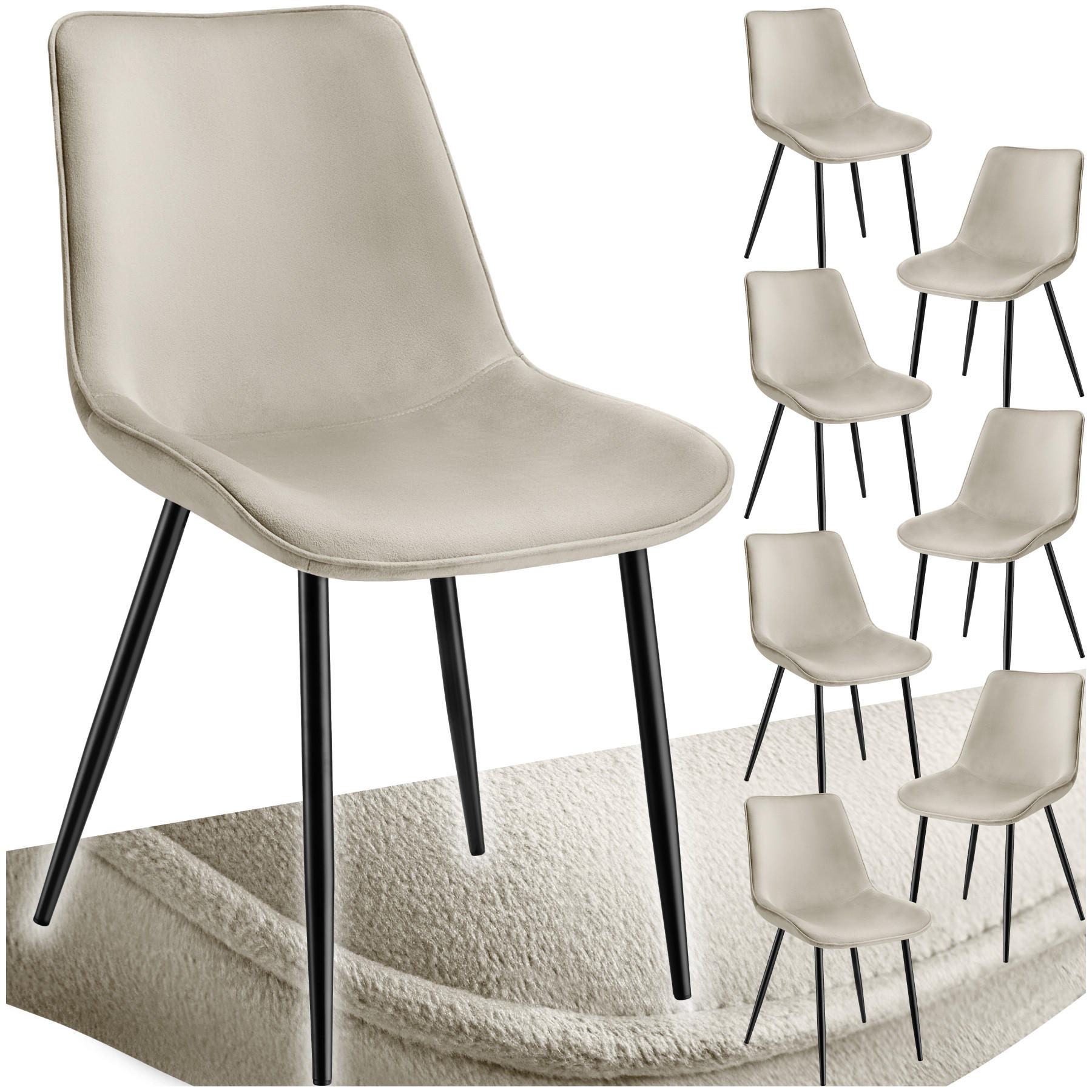 STUHL 8er Set Monroe 48 x 59 x 82 5 cm creme - Creme, Kunststoff (48/82.5/59cm) - tectake