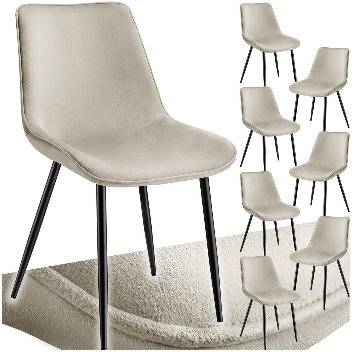 STUHL 8er Set Monroe 48 x 59 x 82 5 cm creme - Creme, Kunststoff (48/82.5/59cm) - tectake