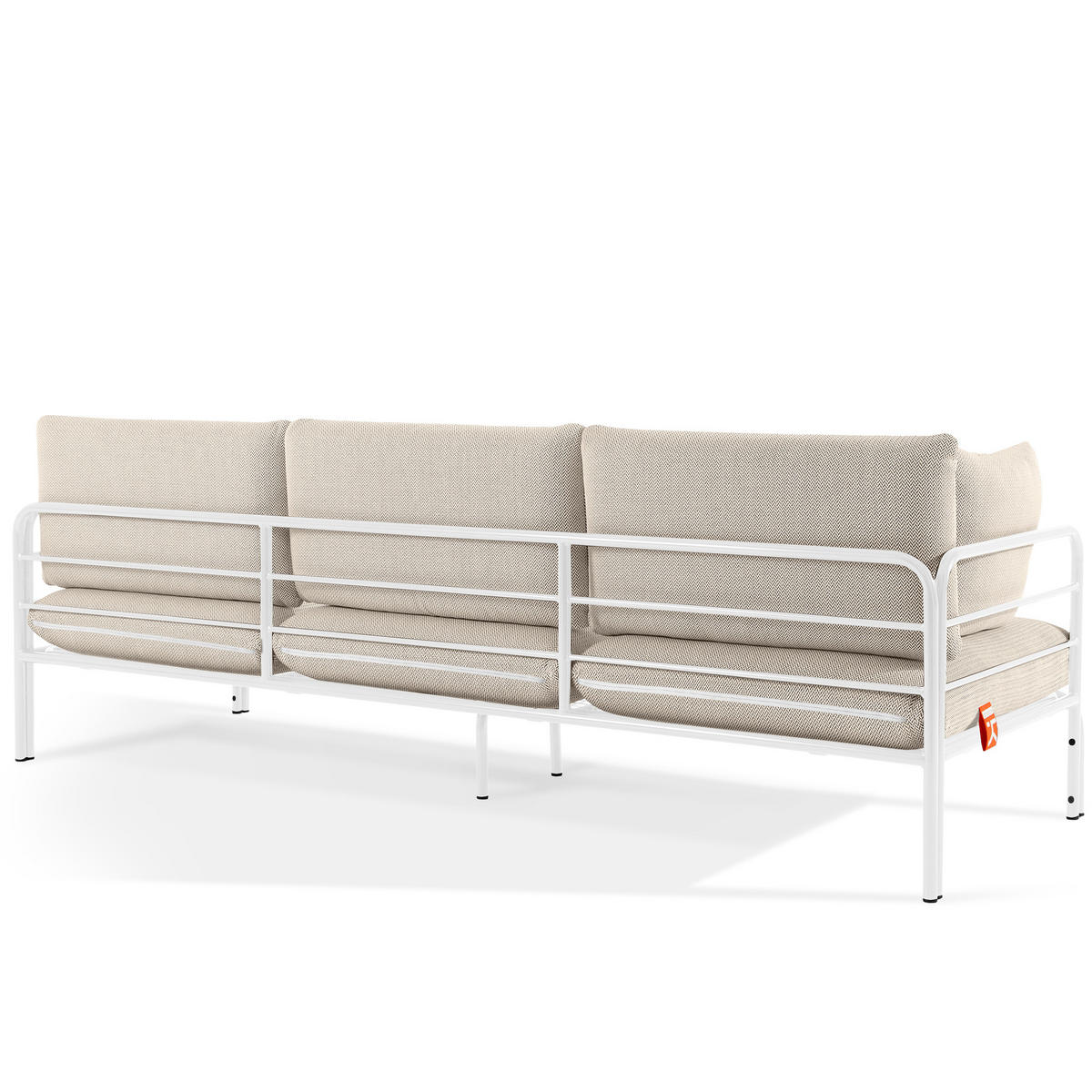 GARTENSOFA RAMBE 3-Personen mit Kissen, Weiß - Beige/Weiß, Textil/Metall (225/80/80cm) - KONSIMO®