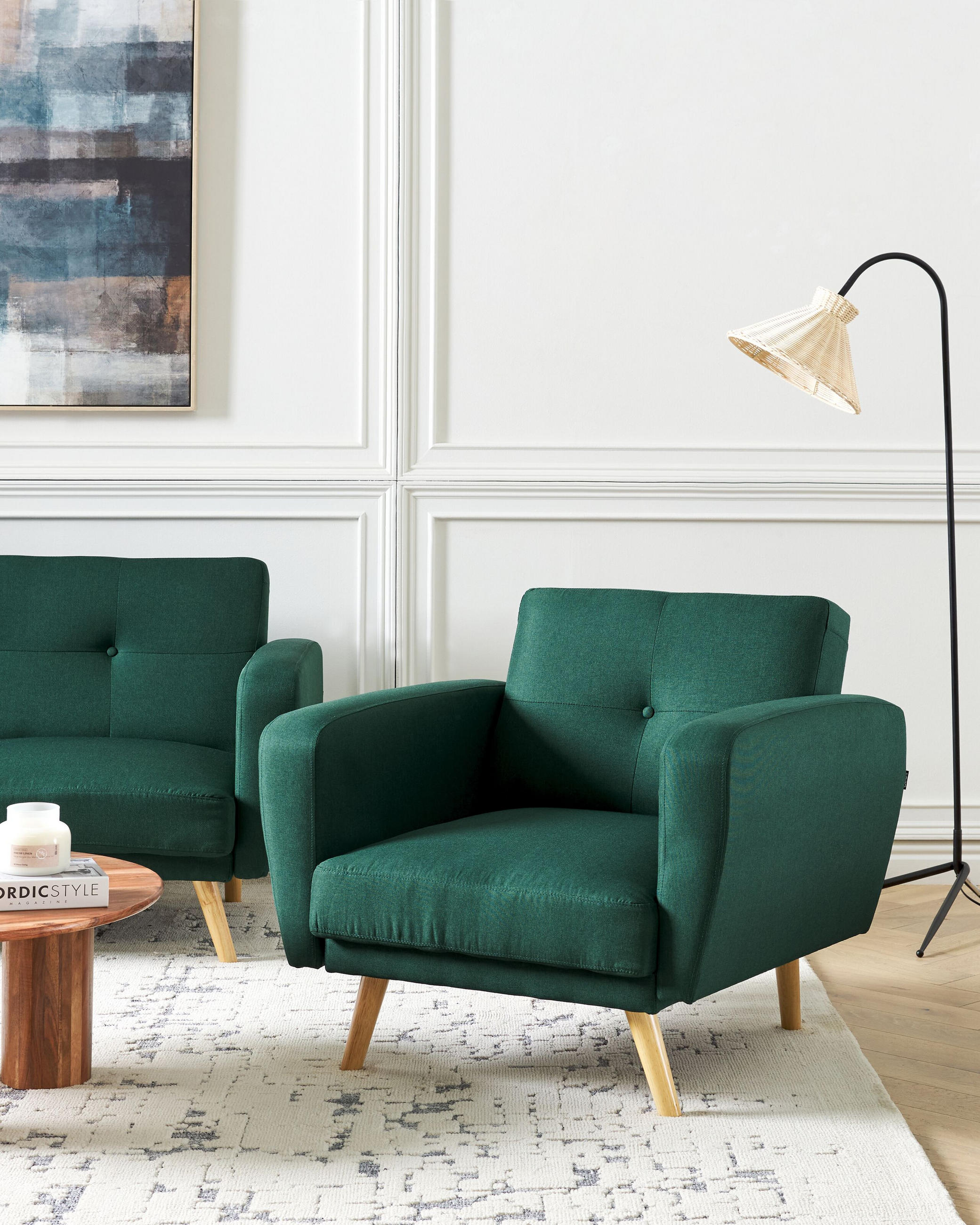 SESSEL Dunkelgrün Florli - Hellbraun/Grün, Textil (89/82/85cm) - Beliani