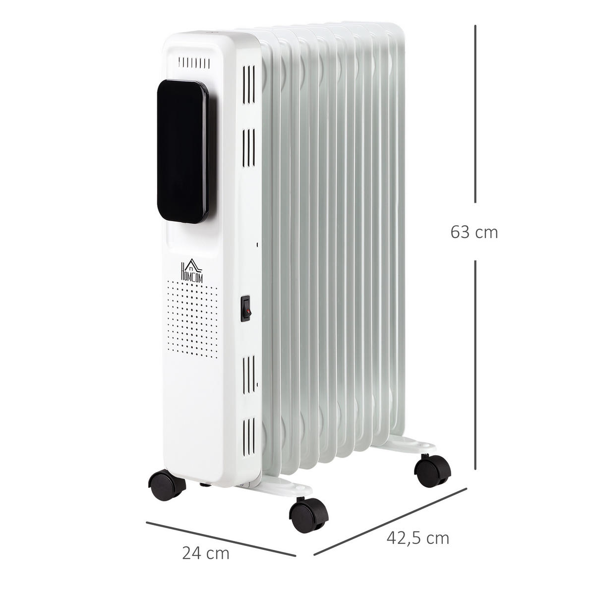 HEIZKÖRPER, 2000W, 3 Heizstufen, 24-Stunden-Timing, Weiß, Stahl - Weiß, Metall (24/63/42.5cm) - HOMCOM