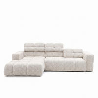 ECKSOFA TENDER Links mit Schlaffunktion und Verstellbare Kopfstützen, Chenille beige - Beige/Schwarz, Holz/Kunststoff (315/176cm) - Muffo