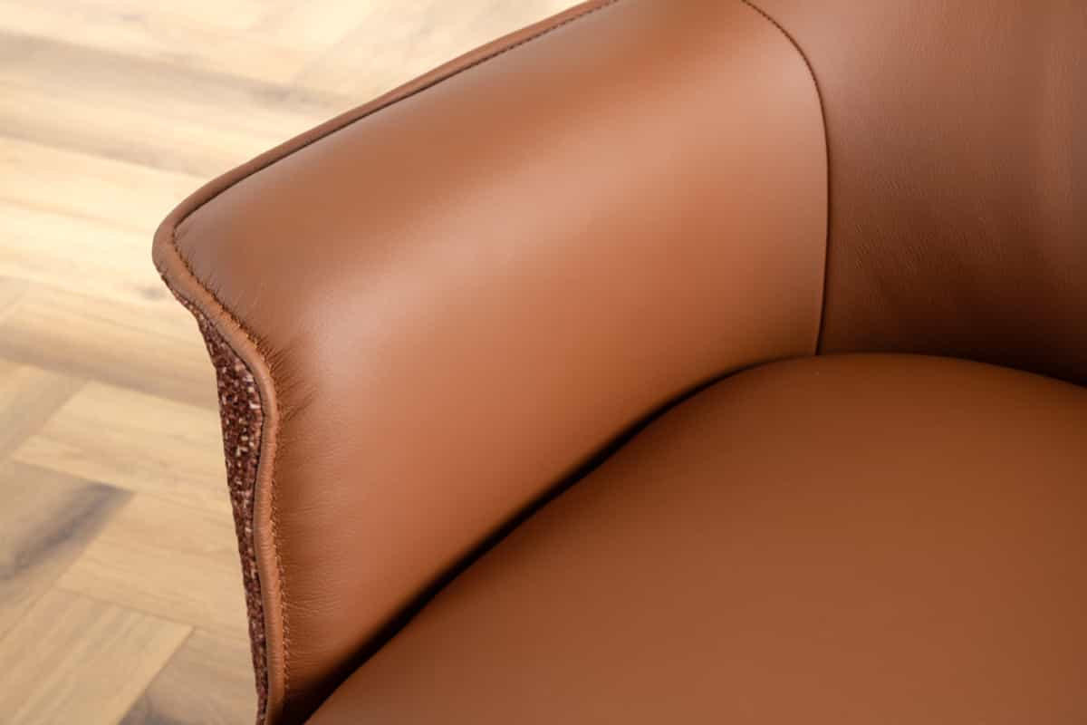 STUHL LE GRAND Echtleder Cognac 90 cm - Schwarz/Braun, Leder/Textil (68/87/68cm) - riess-ambiente