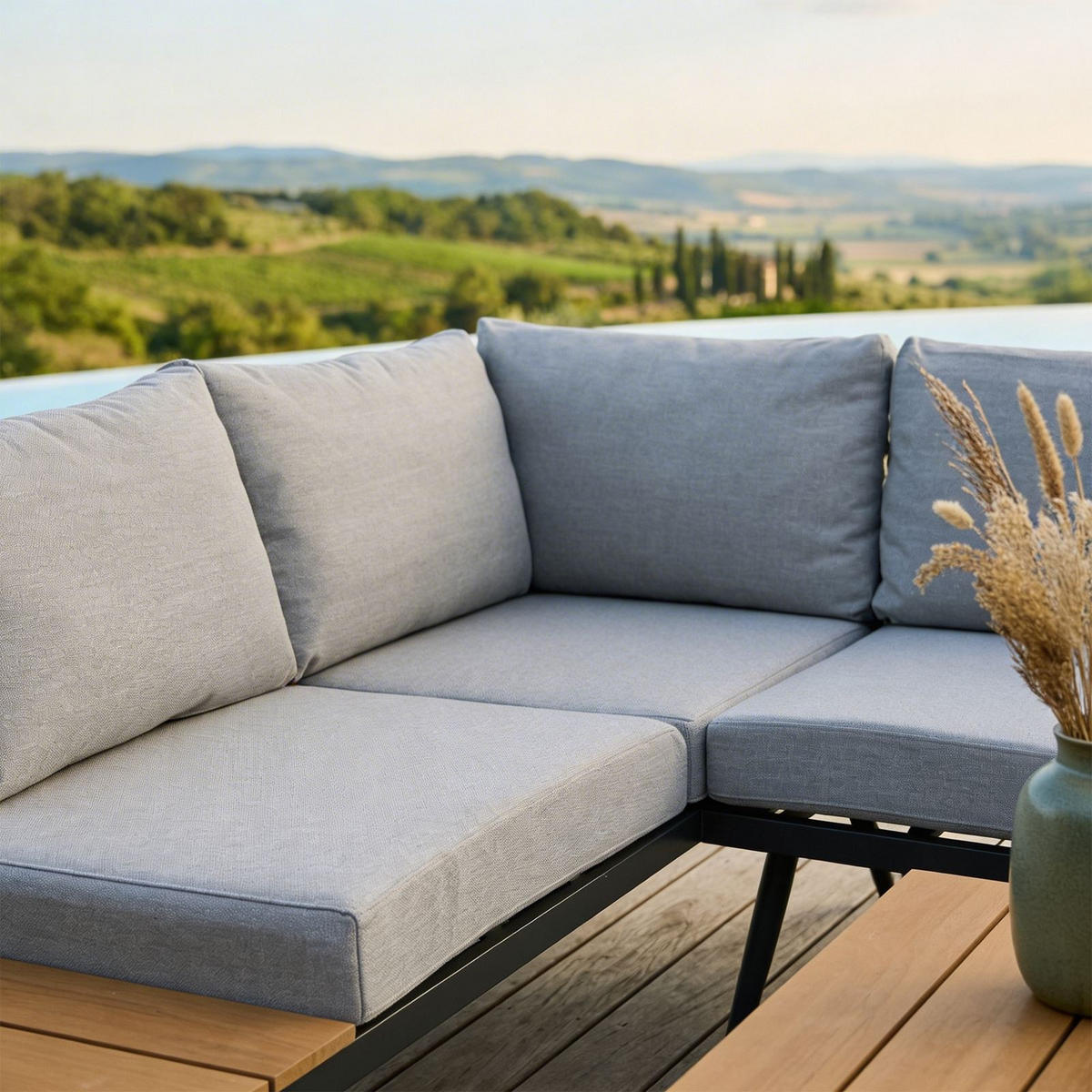 GARTENMÖBEL-SET PAROS - Braun/Grau, Metall - CARO-Möbel