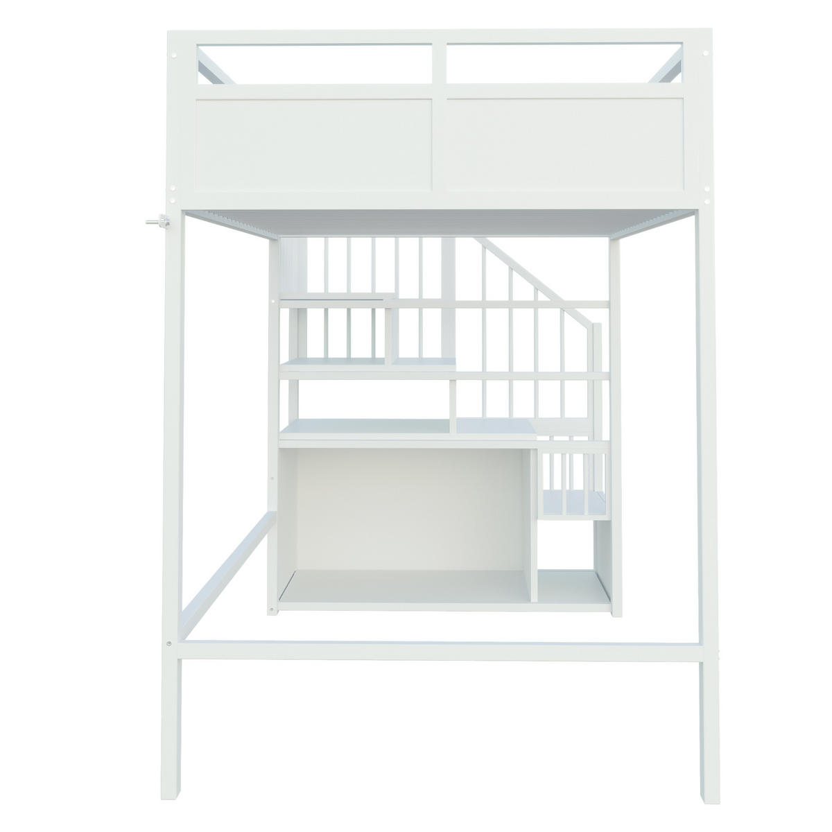 HOCHBETT 90x200cm Metall Stauraumleiter LED Weiß - Weiß, Metall (90/200cm) - FLIEKS