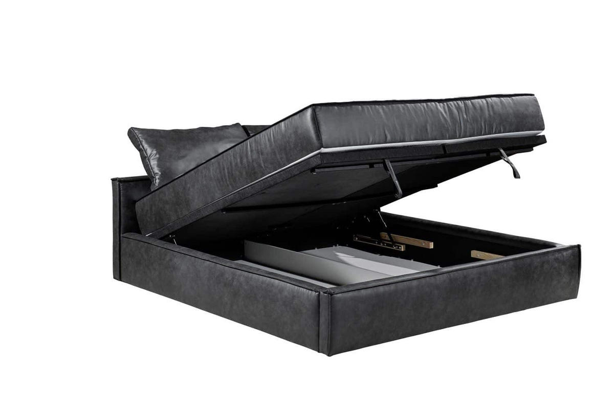 BOXBETT 180x200 inkl. Matratze und Bettkasten - Dunkelgrau/Anthrazit, Holz/Holzwerkstoff (180/200cm) - ed exciting design