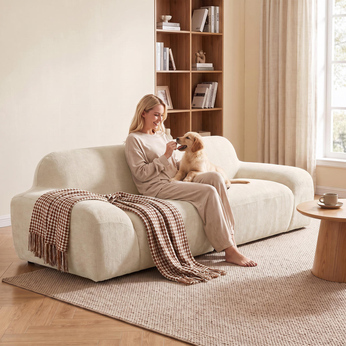 2-SITZER Sofa Creme 244.0/95.0/70.0 cm - Creme, Textil (95/70/244cm)
