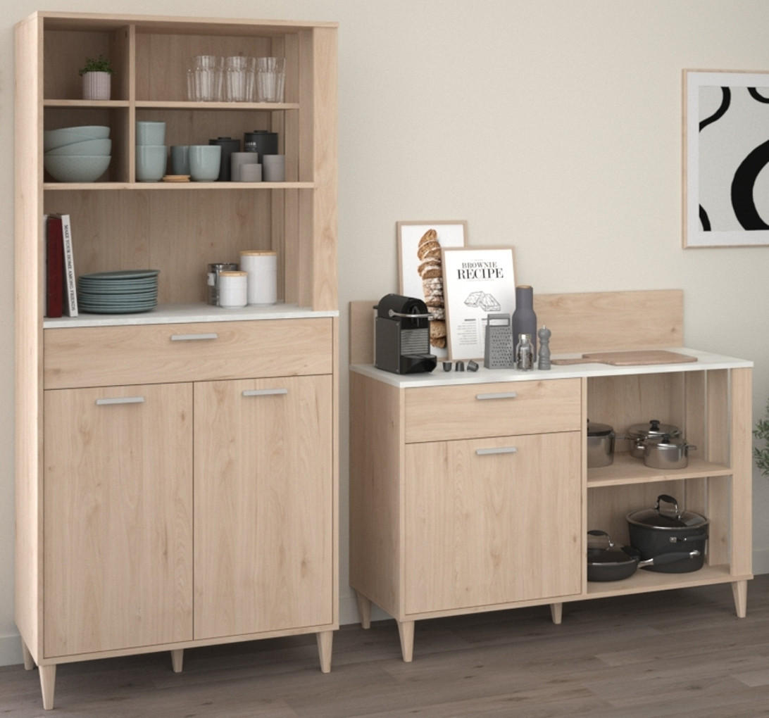 BUFFET Eiche, grau Set 2-tlg. Buffetschrank und Anrichte - Eichefarben/Grau, Holzwerkstoff (120/185/41cm) - Parisot Meuble