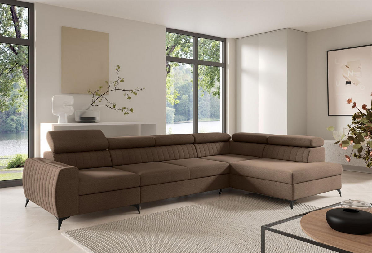 ECKSOFA Toronto Xl - Braun, Holzwerkstoff/Textil (340/200cm) - Fun Möbel