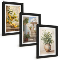 BILDER SET 3er Set - 20x30 cm Schwarzer Rahmen - Zitronen in einer Pflanzenvase - Schwarz, Kunststoff (20/30cm) - TULUP