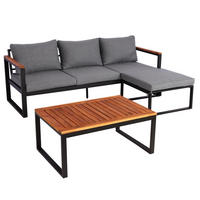 GARTEN-GARNITUR L26B 3ER-SET Braun, Grau - Braun/Grau, Textil - MCW