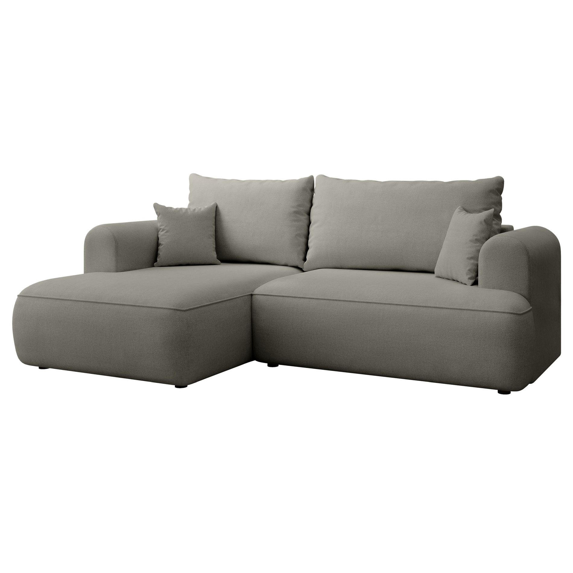 ECKSCHLAFSOFA Ovo Mini Hellgrau Easy-Clean-Chenille-Bezug - Hellgrau/Schwarz, Kunststoff/Textil (238/156cm) - Selsey