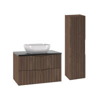 BADMÖBEL 80.6cm Siena 2er-Set Holz und Schwarz - Schwarz, Holzwerkstoff (80.6/52.2/46.5cm) - Petits-meubles