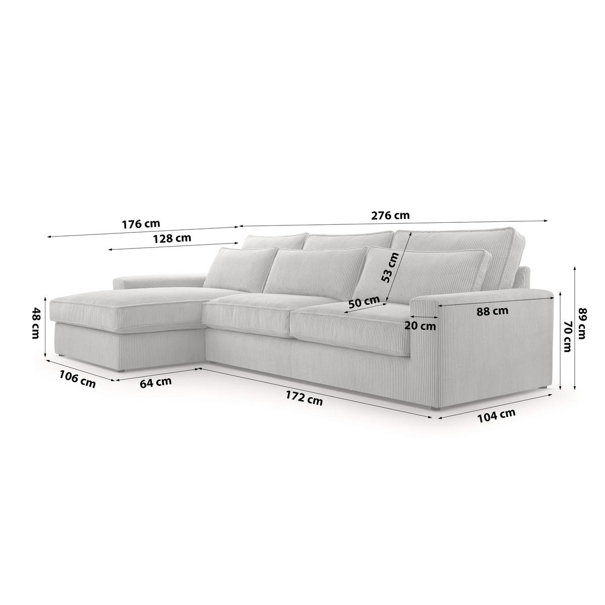 ECKSOFA 4 Sitzer Medan Mini, Grau - Grau, Textil (276/176cm) - Fedve