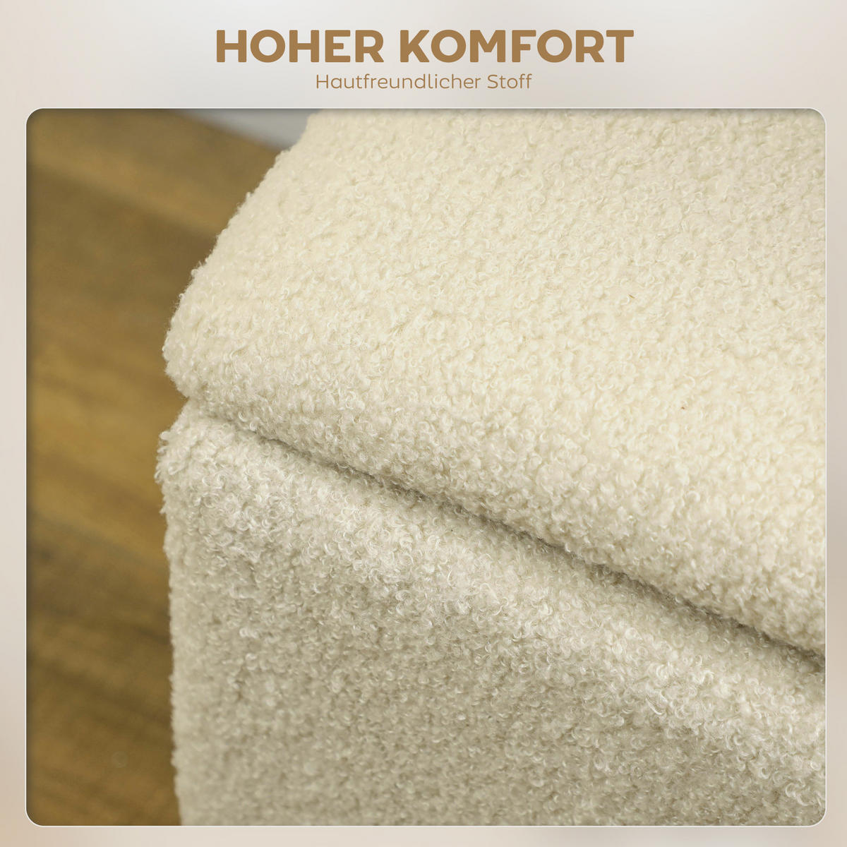 SITZBANK mit Stauraum, Bettbank, Polsterbank mit Klappdeckel, Samt, Creme - Creme, Kunststoff (38/45/95cm) - HOMCOM