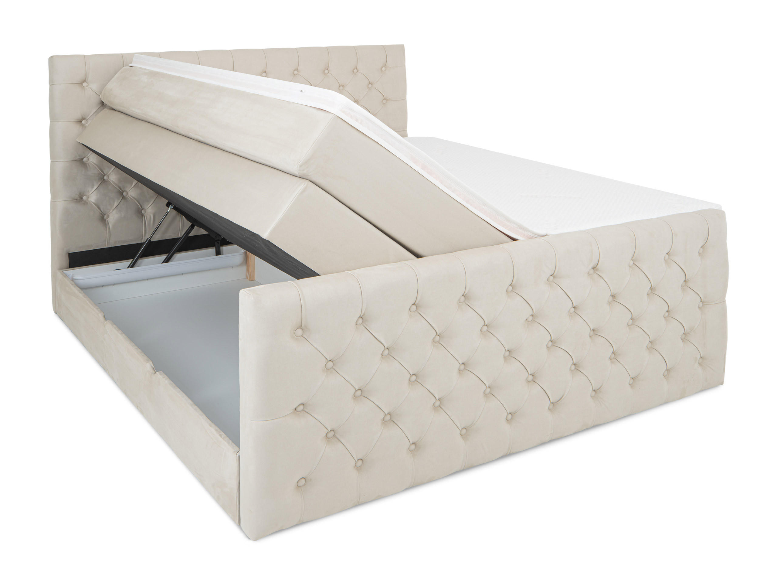 BOXSPRINGBETT Victoria Beige 160 /200 cm H2/H3 Samt - Beige, Textil (160/200cm) - wonello