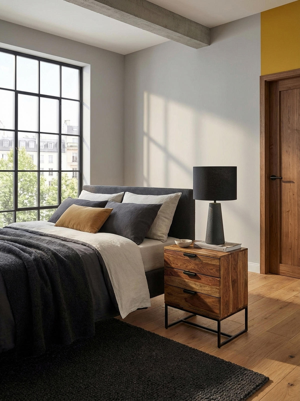 NACHTTISCH – Massivholz/Eisen, 50x40x65 cm, 3 Schubladen, Industrial-Stil - Schwarz/Braun, Holz/Metall (50/65/40cm) - KADIMA DESIGN