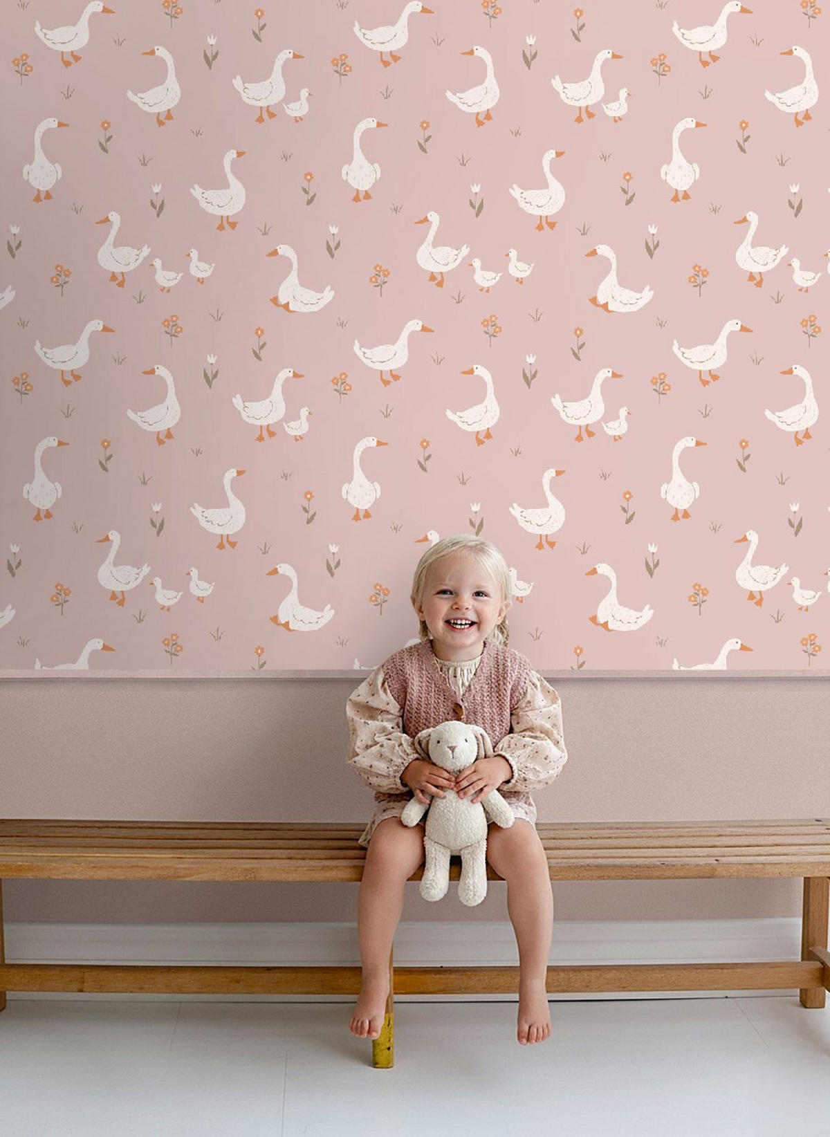 TAPETE Gänsen 50 x 900 cm - Pink, Papier (50/0.1cm) - ESTAhome