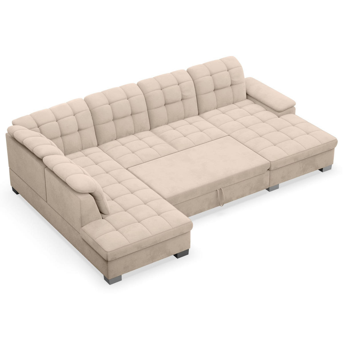 WOHNLANDSCHAFT Jamaal Beige Velours rechtsseitig - Beige/Schwarz, Textil (330/106/212cm) - Selsey