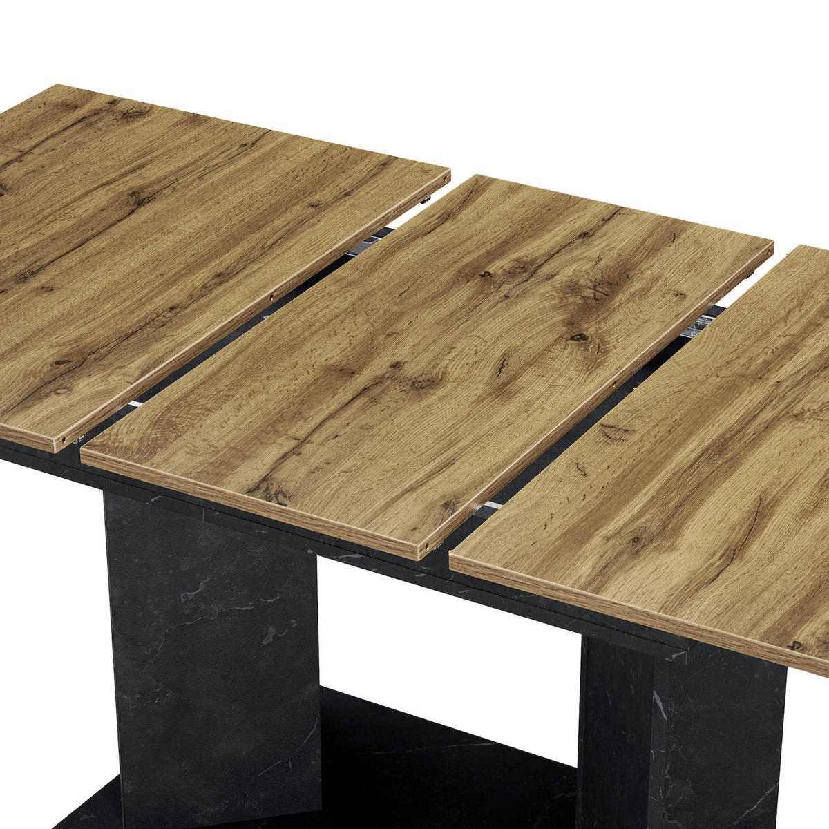 ESSTISCH VIVIAN 120-160/80/76 cm - Eiche Bianco/Anthrazit, Holzwerkstoff (80/120/76cm) - B&D Home