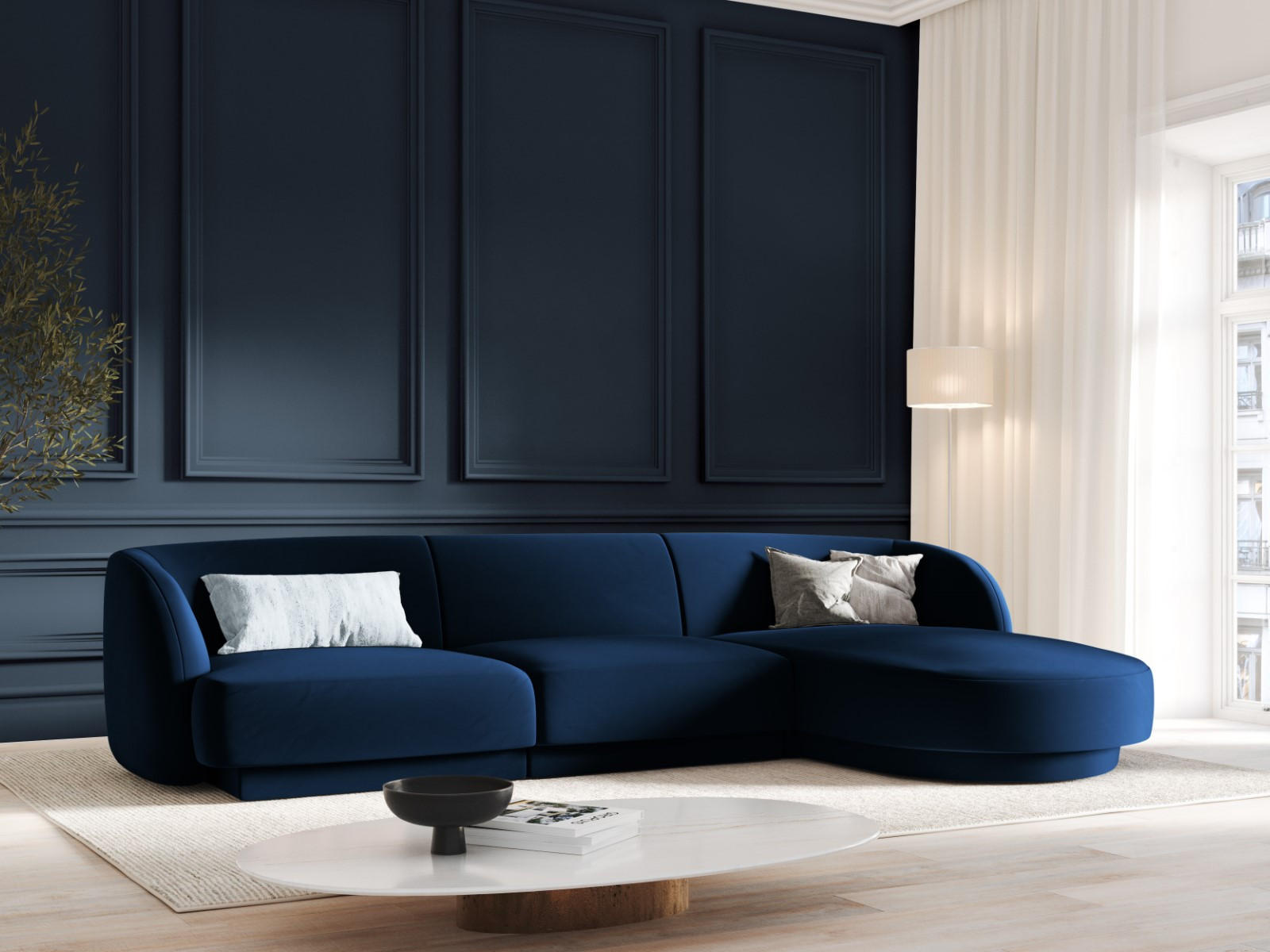Thumbnail - Micadoni Ecksofa, Blau, Textil, 4-Sitzer, L-Form, 255x156 cm, Hergestellt in Europa, Oeko-Tex®, Wohnzimmer, Sofas & Couc...