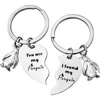 SCHLÜSSELANHÄNGER 2-teiliges Set Pinguin-Design Titanstahl - Silberfarben, Metall (6cm)