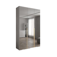 DREHTÜRENSCHRANK 236.7/150/47 3-türig - Goldfarben/Weiß, Holz/Metall (150/236.7/47cm) - Abiks Möbel