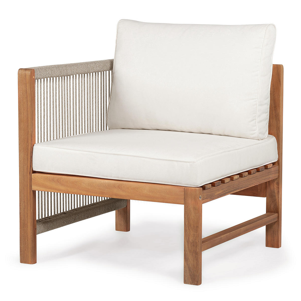 LOUNGESET - 2-teilig - Akazie massiv / Polyester - Braun / Beige - Beige/Braun, Holz/Textil - home24