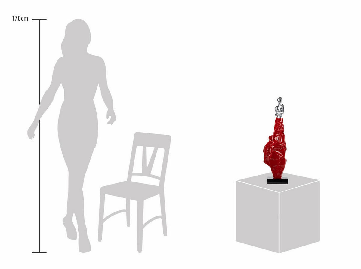 SKULPTUR Rot 24/88 cm - Rot/Silberfarben, Stein (5.85/88/24cm) - KUNSTLOFT
