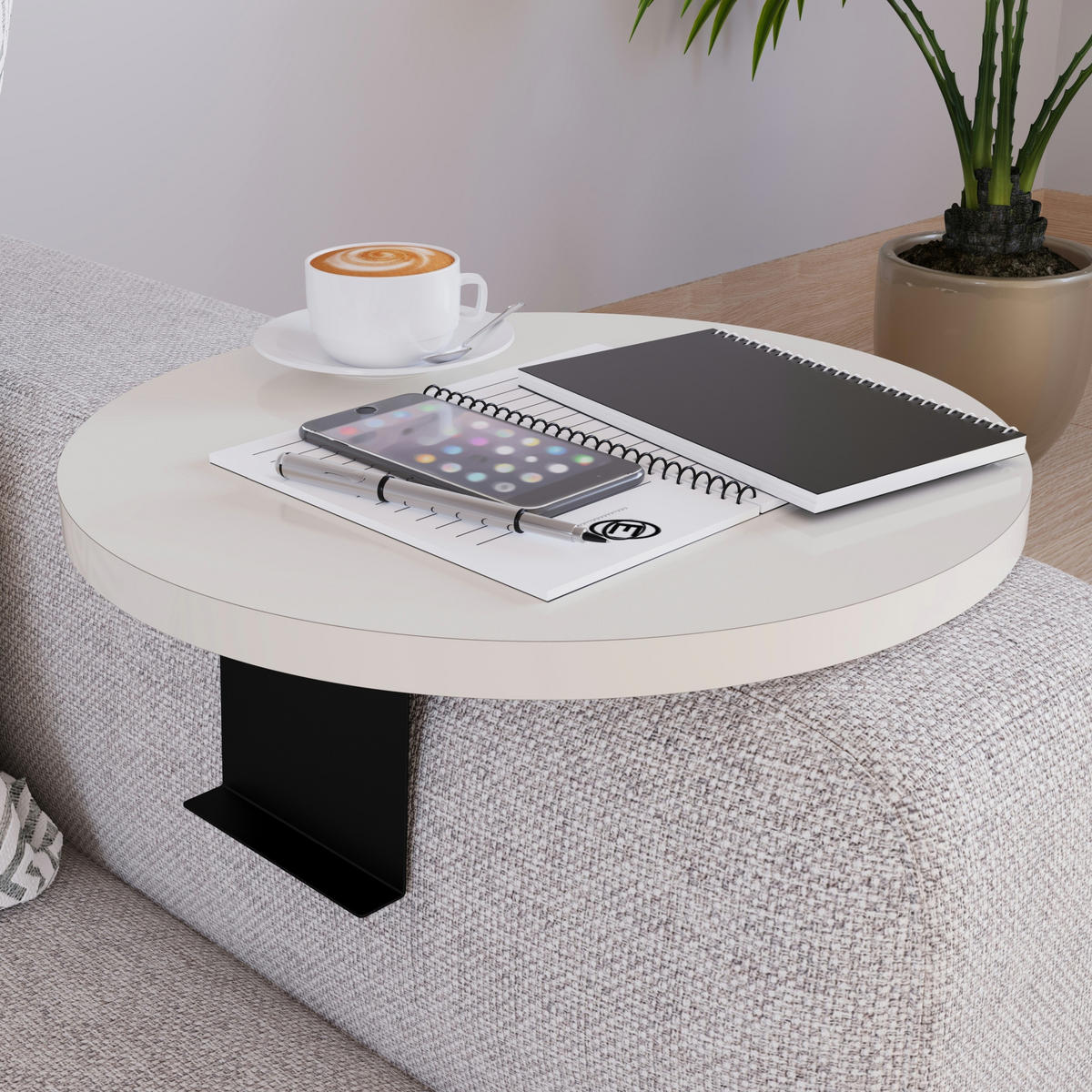 SOFATABLETT Kuleskyd - Creme, Holzwerkstoff/Metall (34/13.5/34cm) - [en.casa]