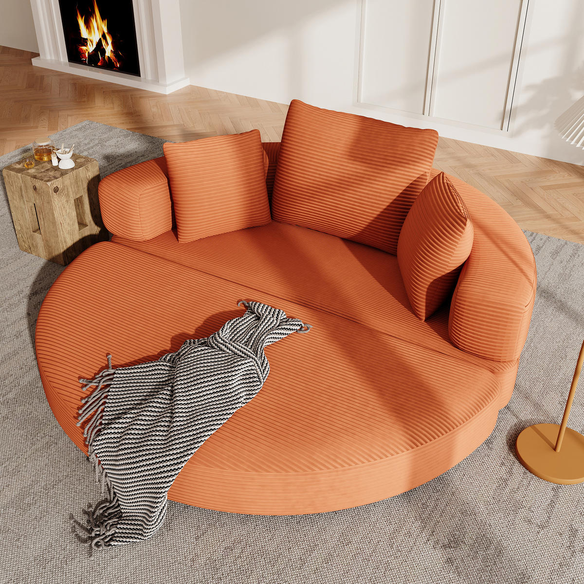 KLAPPSOFA Cord Samt-Optik 2-in-1 Sofa und Bett 173/176/40 cm Orange - Orange, Textil (176/40/173cm) - Redom
