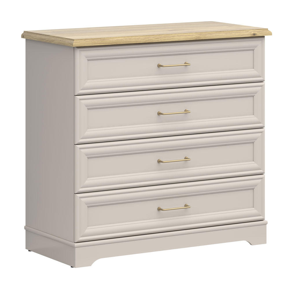 SCHUBLADENKOMMODE Anga Kaschmir / Mauvella Eiche 94 / 44 / 89,5cm - Goldfarben/Braun, Holz/Holzwerkstoff (94/90/44cm) - Feldmann-Wohnen