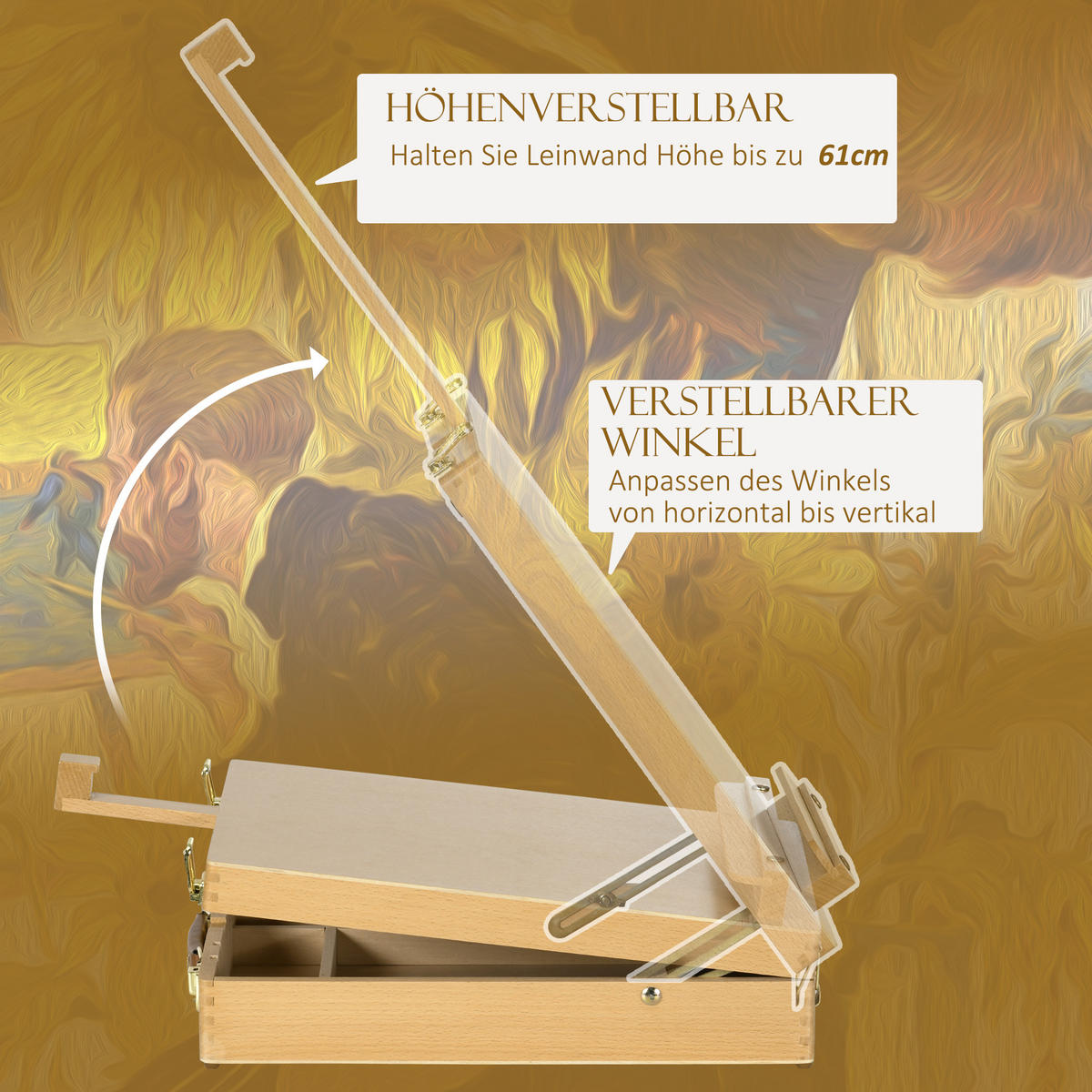 TISCHSTAFFELEI - Eiche Bianco, Holz (41.5/74.5/27cm) - HOMCOM