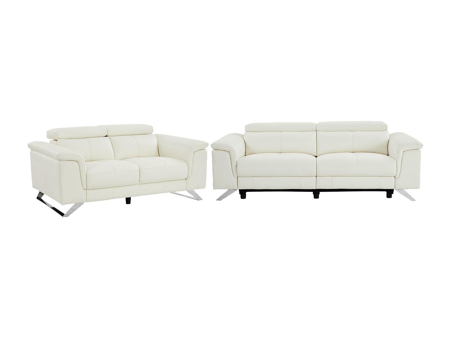 COUCHGARNITUR - 5 Personen - leder - weiß Breyt - Weiß, Leder (170/77/108cm) - Vente-Unique