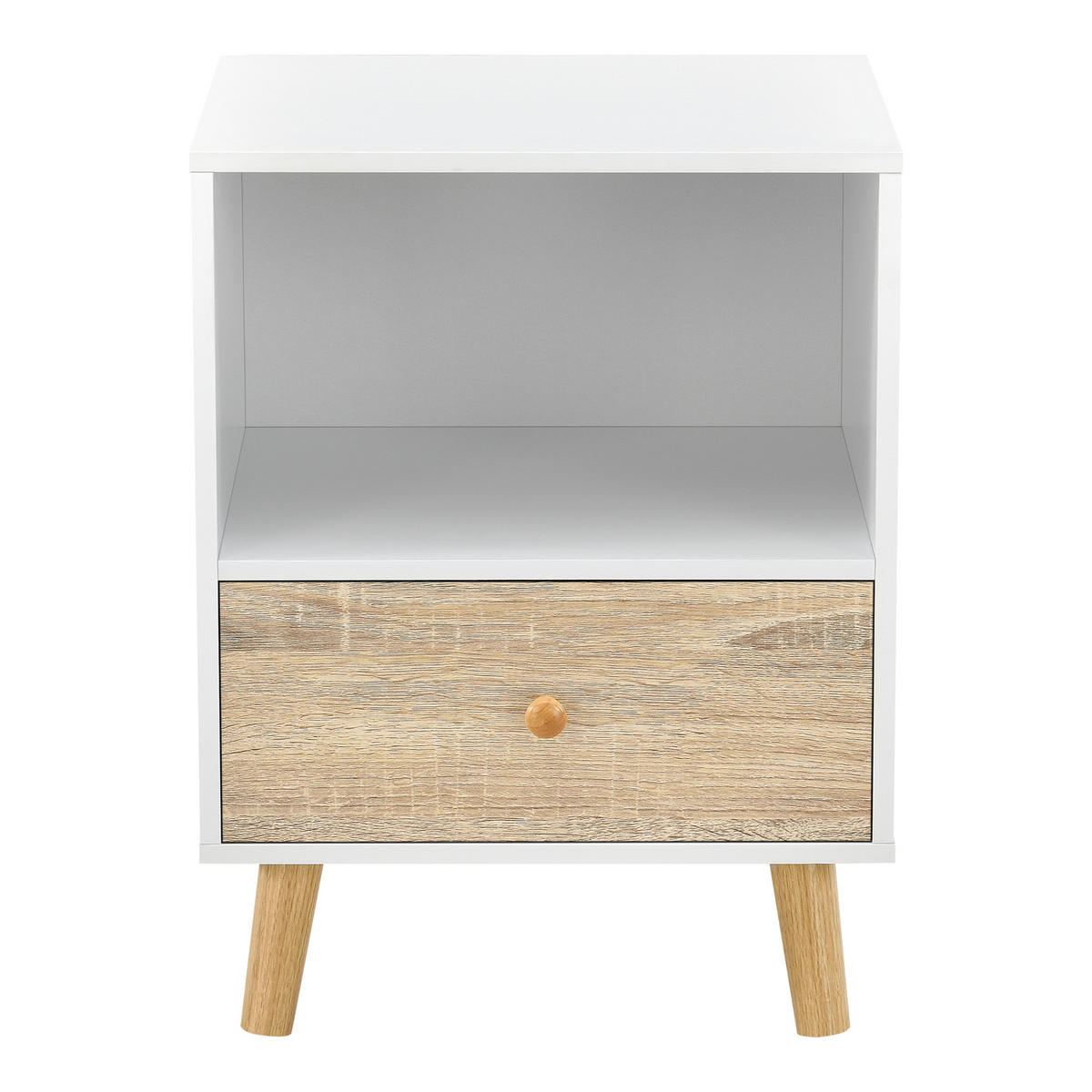 BEISTELLTISCH-SET 2 TLG. Sundsvall - Eichefarben/Weiß, Holz/Holzwerkstoff (30/40/54cm) - [en.casa]