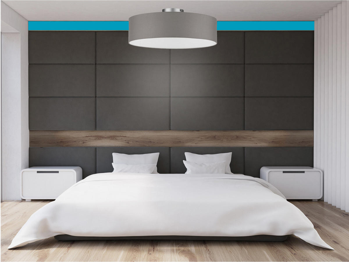 DECKENLAMPE Ø40cm, Lampenschirm Stoff Braun-Grau - Braun/Grau, Textil (40/40/19cm) - meineWunschleuchte