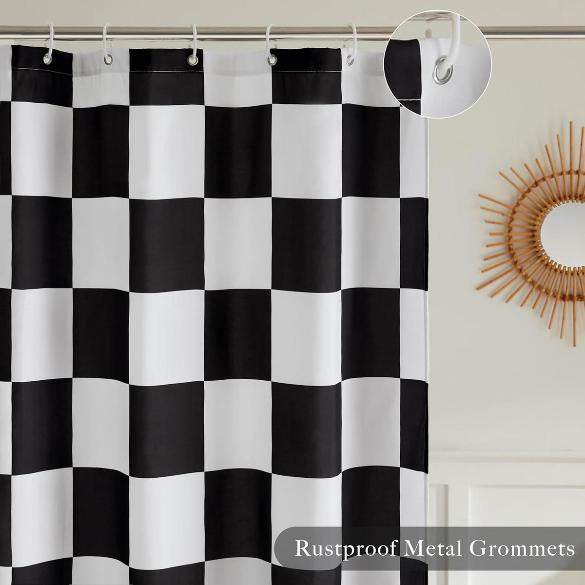 DUSCHVORHANG Karierter 180 x 180 cm - Schwarz, Textil (180/180cm) - Kaket