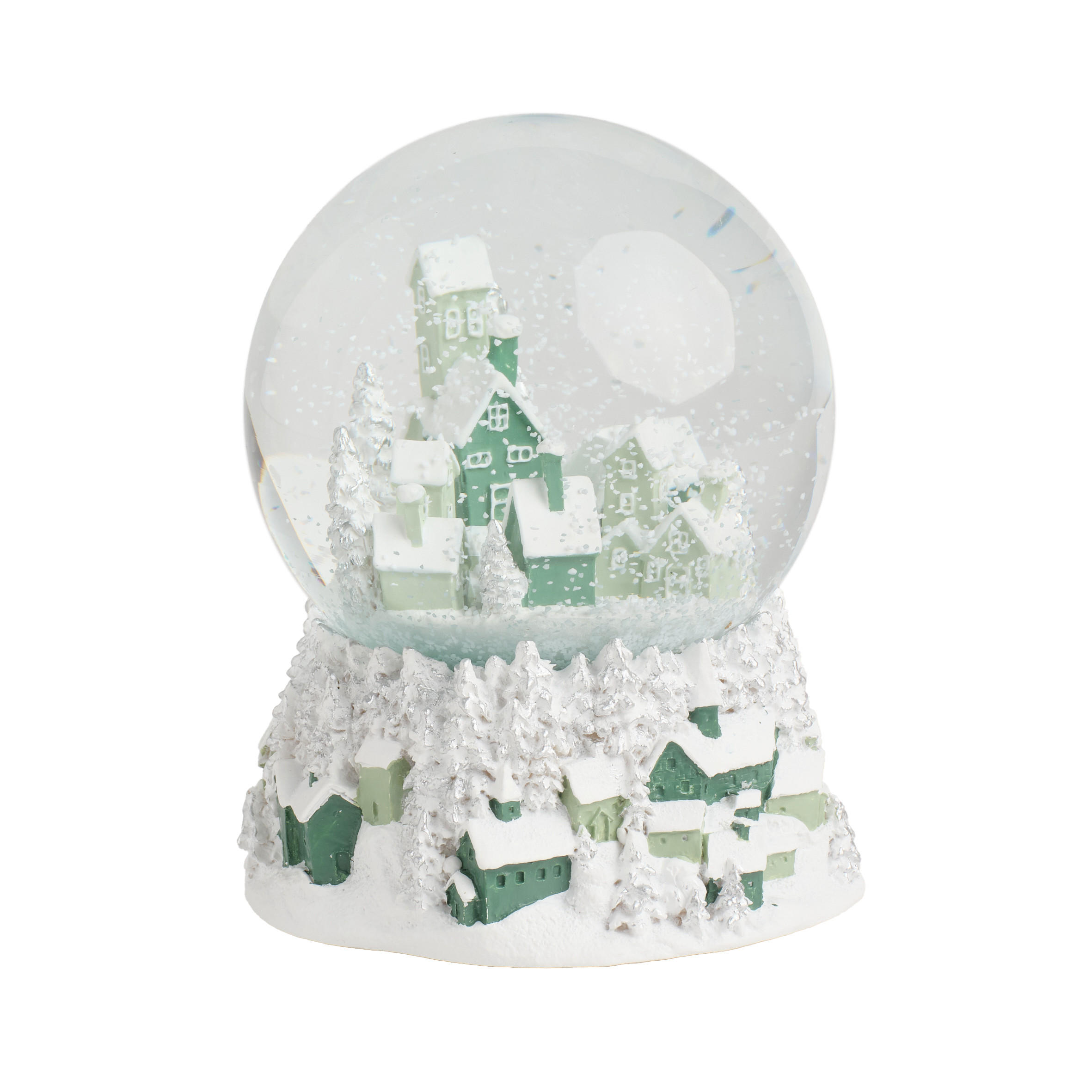 SCHNEEBALL Mit Spieluhr Christmas village - Hellgrün, Glas (11/13/11cm) - home&you