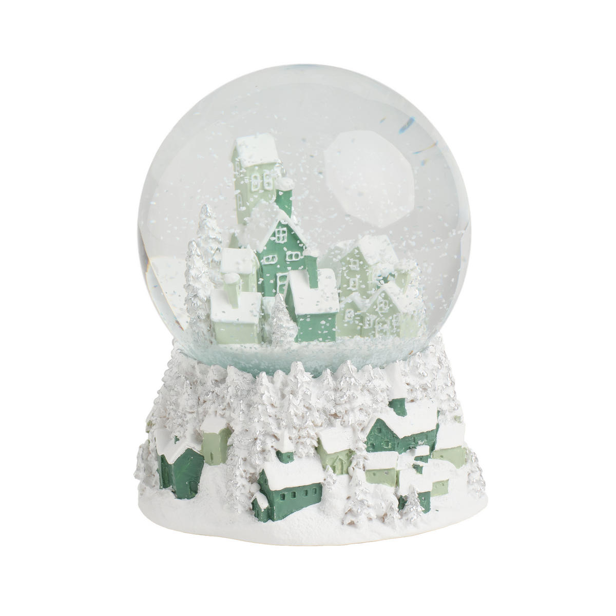 SCHNEEBALL Mit Spieluhr Christmas village - Hellgrün, Glas (11/13/11cm) - home&you