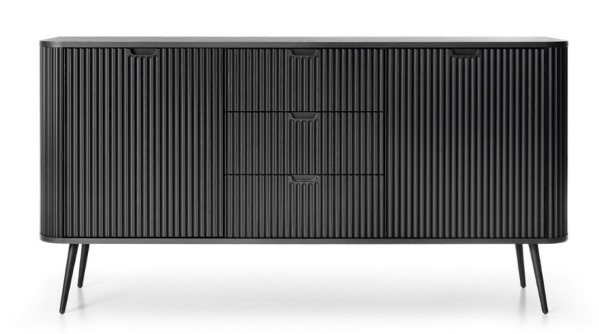 SIDEBOARD Schwarz Zoja Frezierte Oberfläche KSZ168 - Schwarz, Holzwerkstoff (168/87/39cm) - Sepro Meble